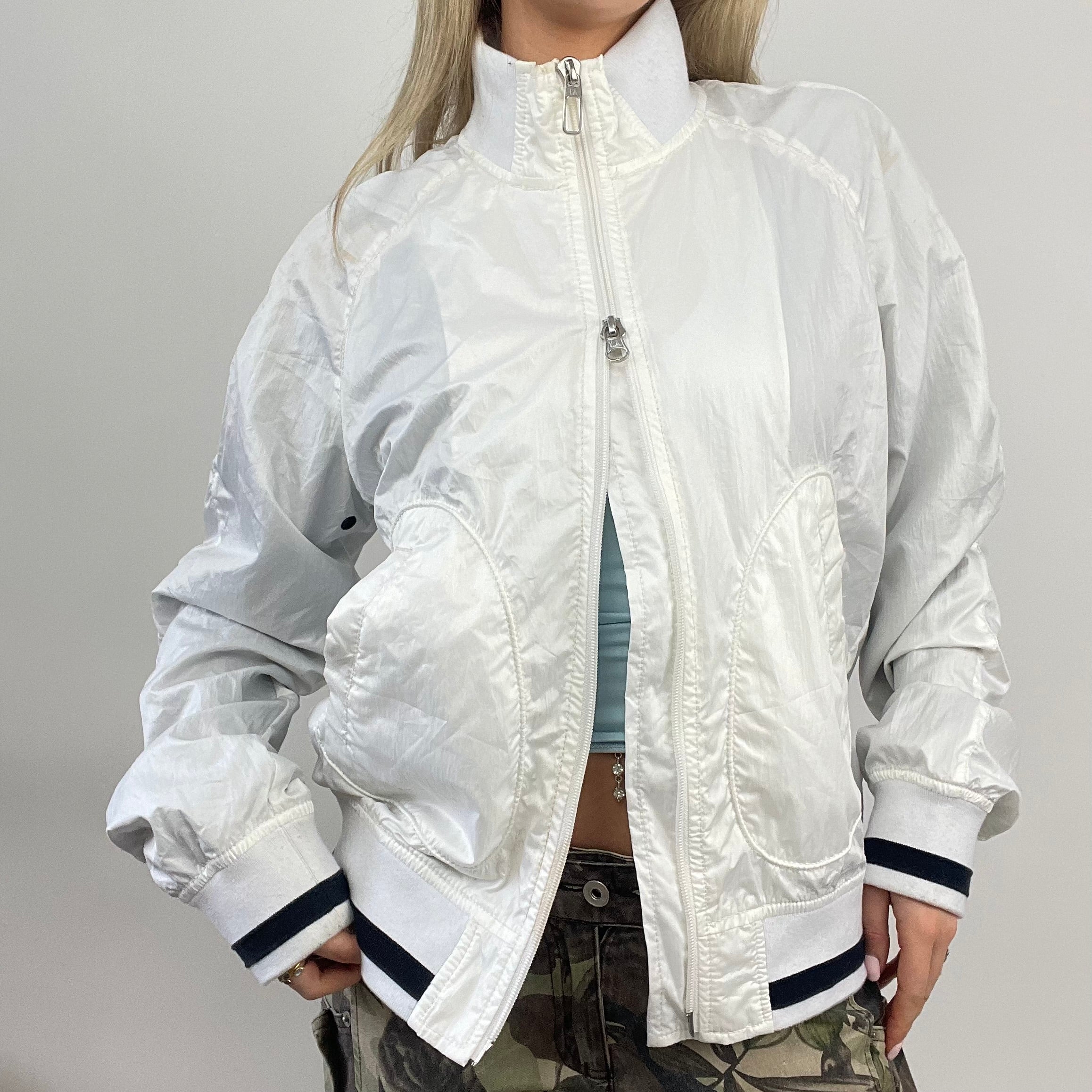 ELEVATED SPORTSWEAR DROP large white armani dual zip jacket remass