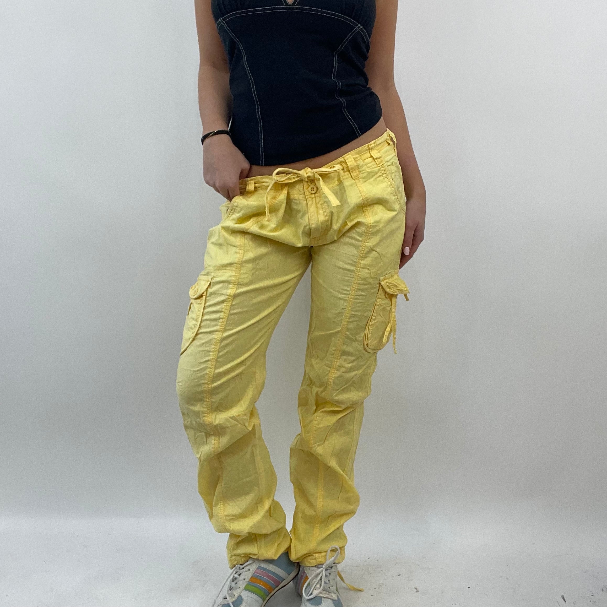 Yellow store cargo trousers