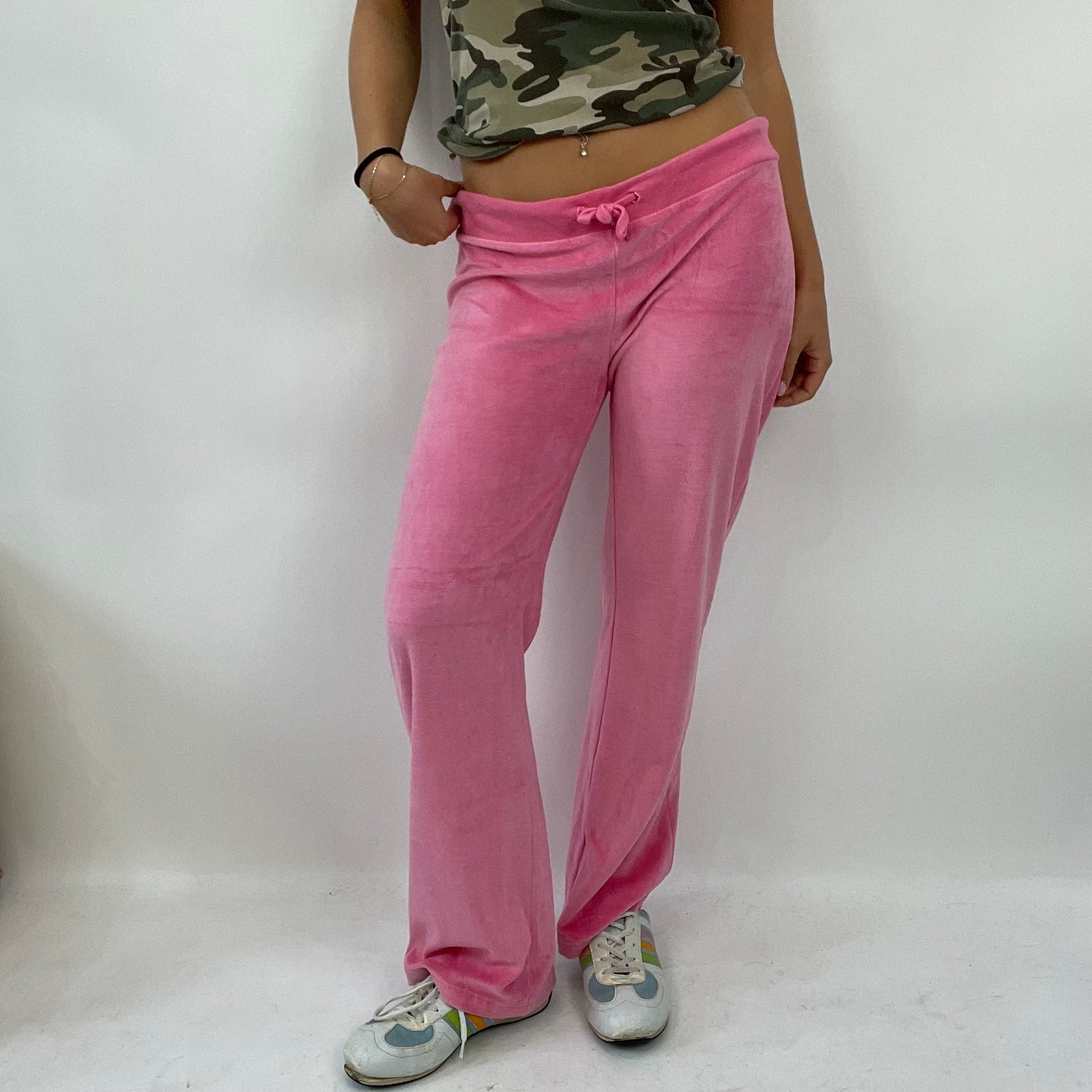 Pink velour track online pants