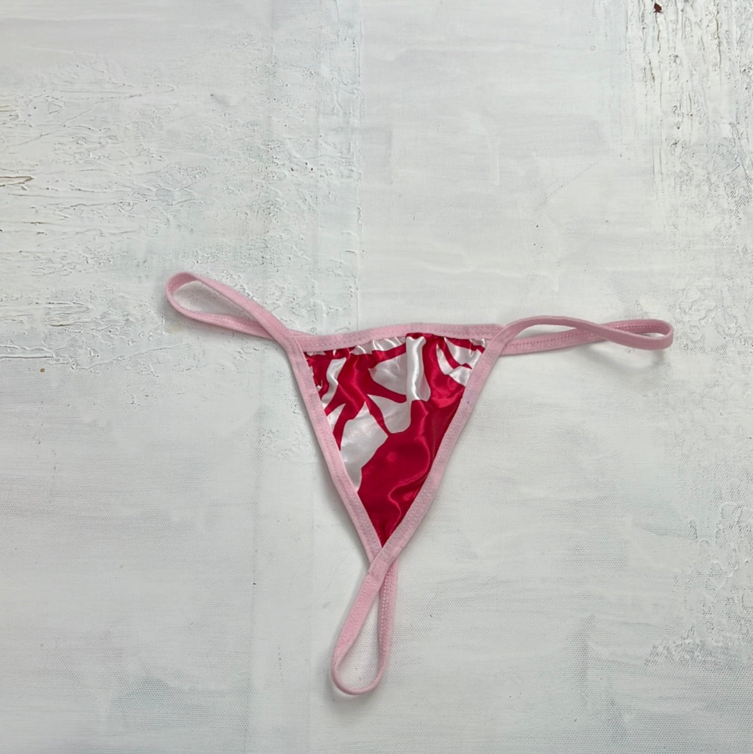 TAYLOR SWIFT DROP | small pink g string thong with satin floral detail –  remass