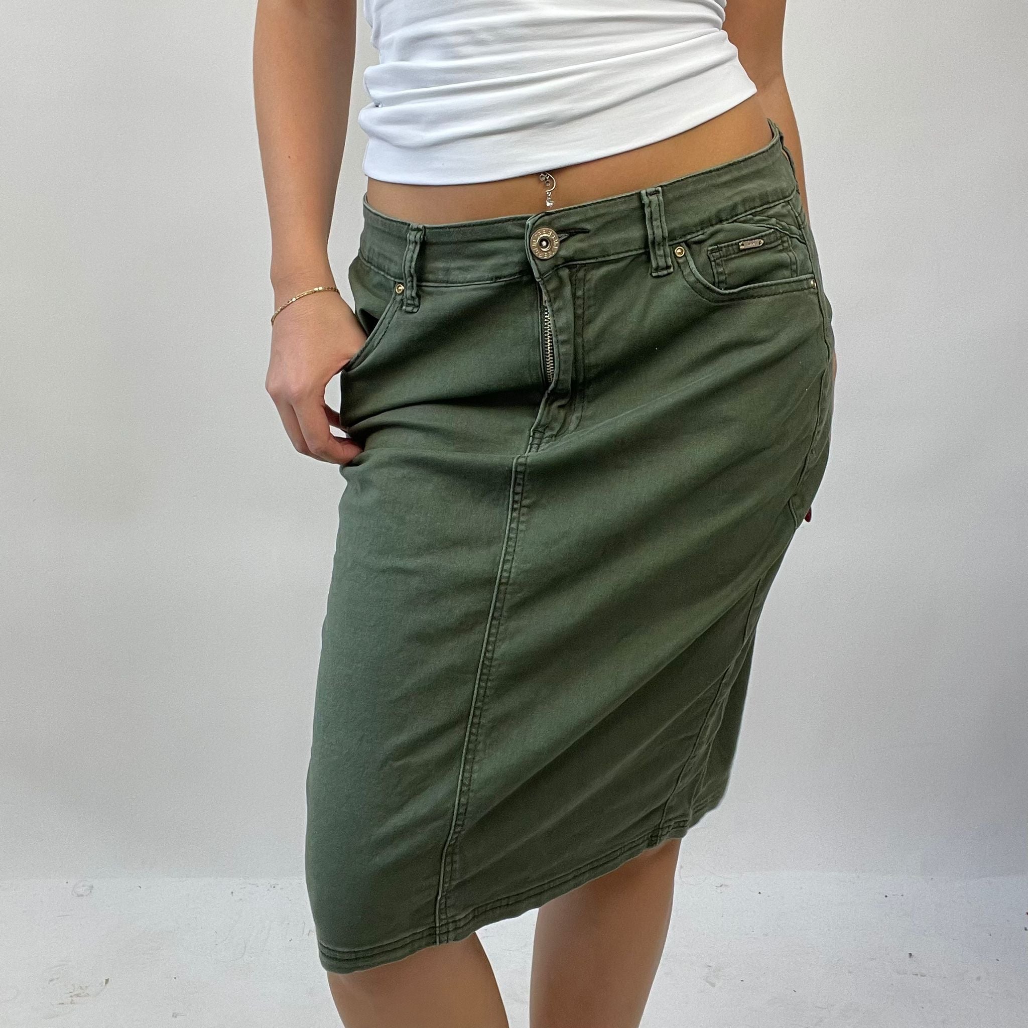 90s MINIMALISM DROP small green midi skirt remass