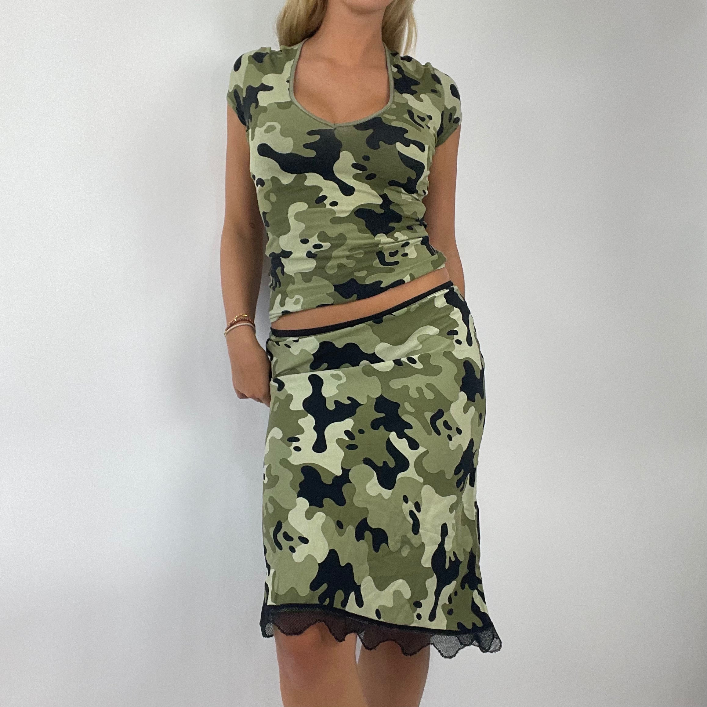 💻 DROP 2 | small camo print army print morgan de toi set - top and skirt