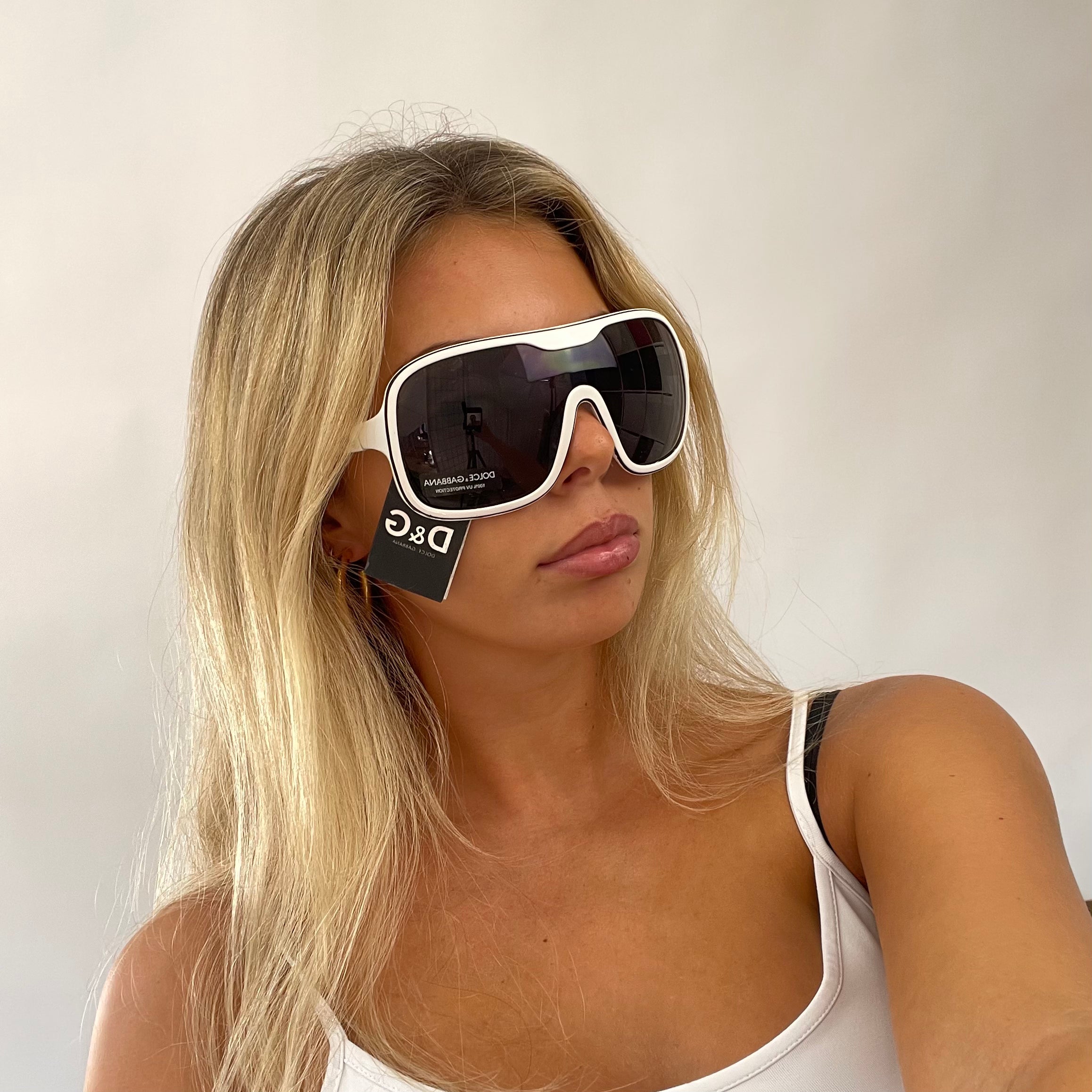 EUROPEAN SUMMER DROP white dolce gabbana oversized sunglasses remass