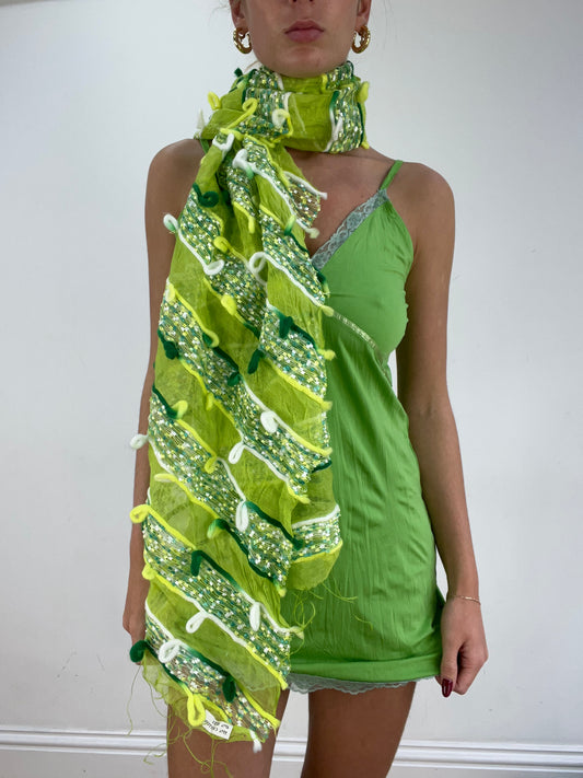 st patrick’s day | green and white knitted scarf