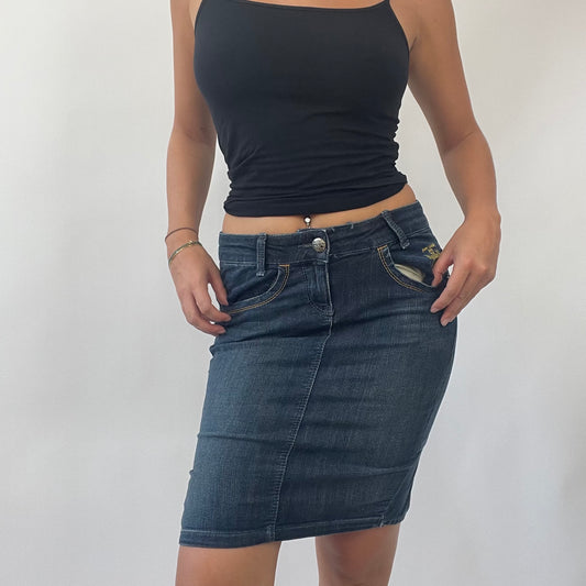 💻OLIVIA RODRIGO DROP | small blue stretchy denim midi skirt