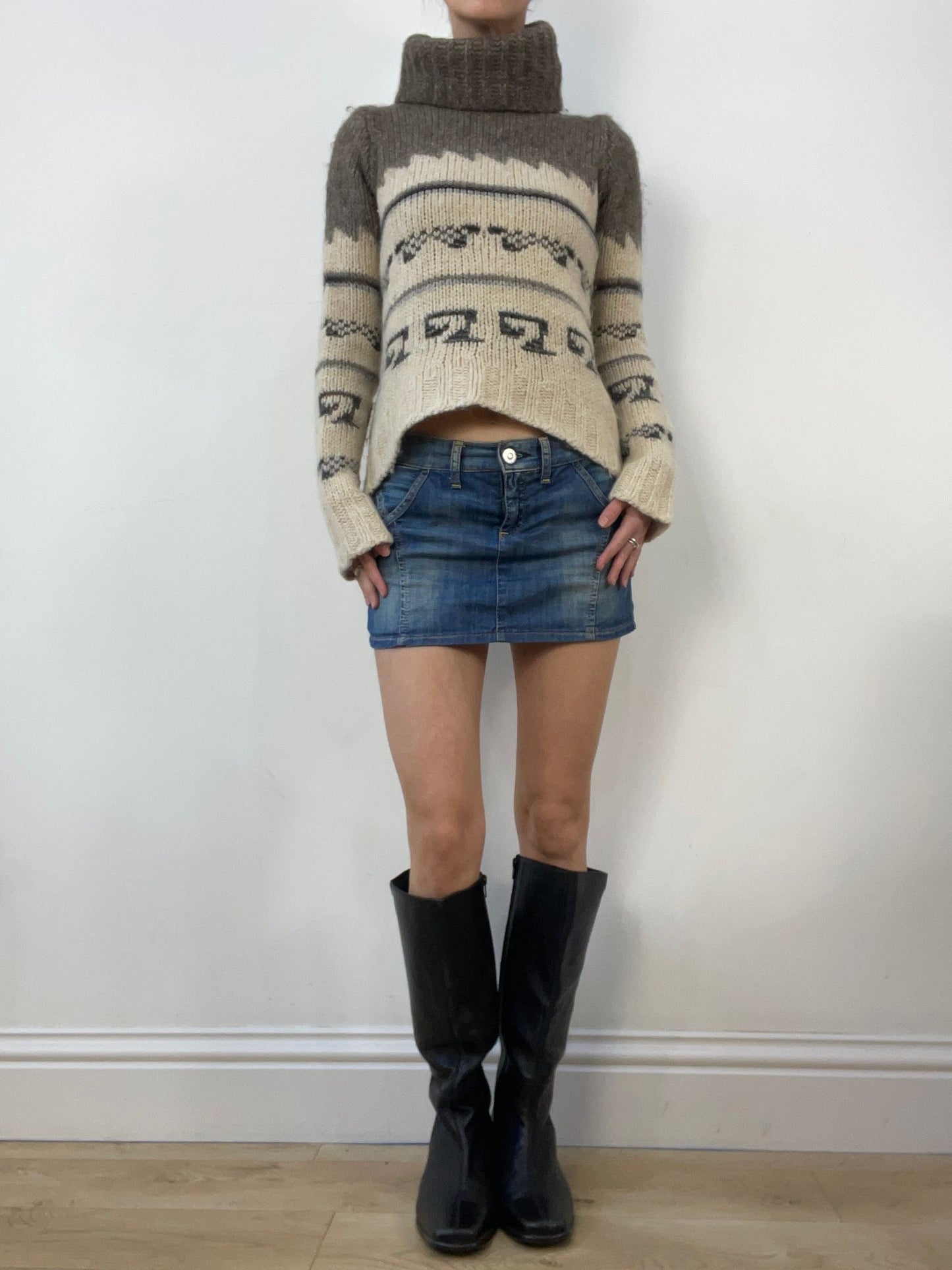 vintage edit thirteen | extra small grey and white knitted jumper