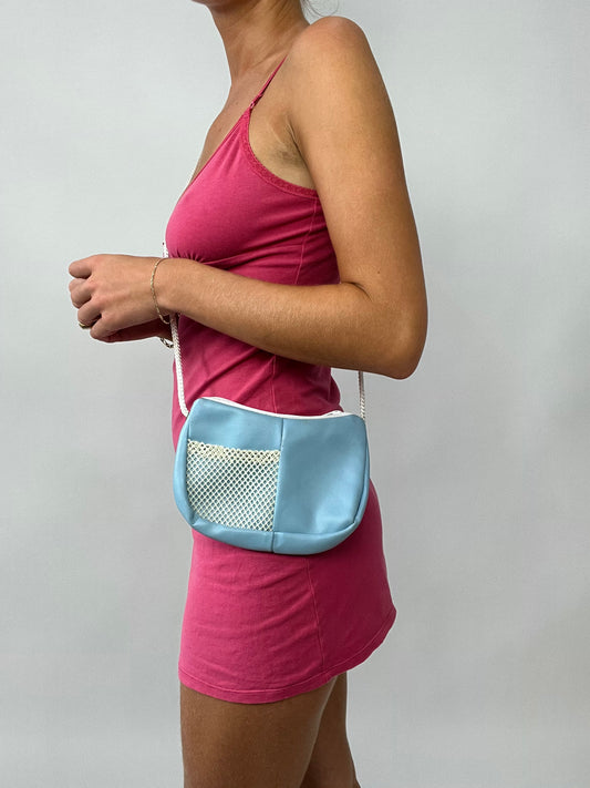 FRUITY DROP | small baby blue crossbody bag with white pocket