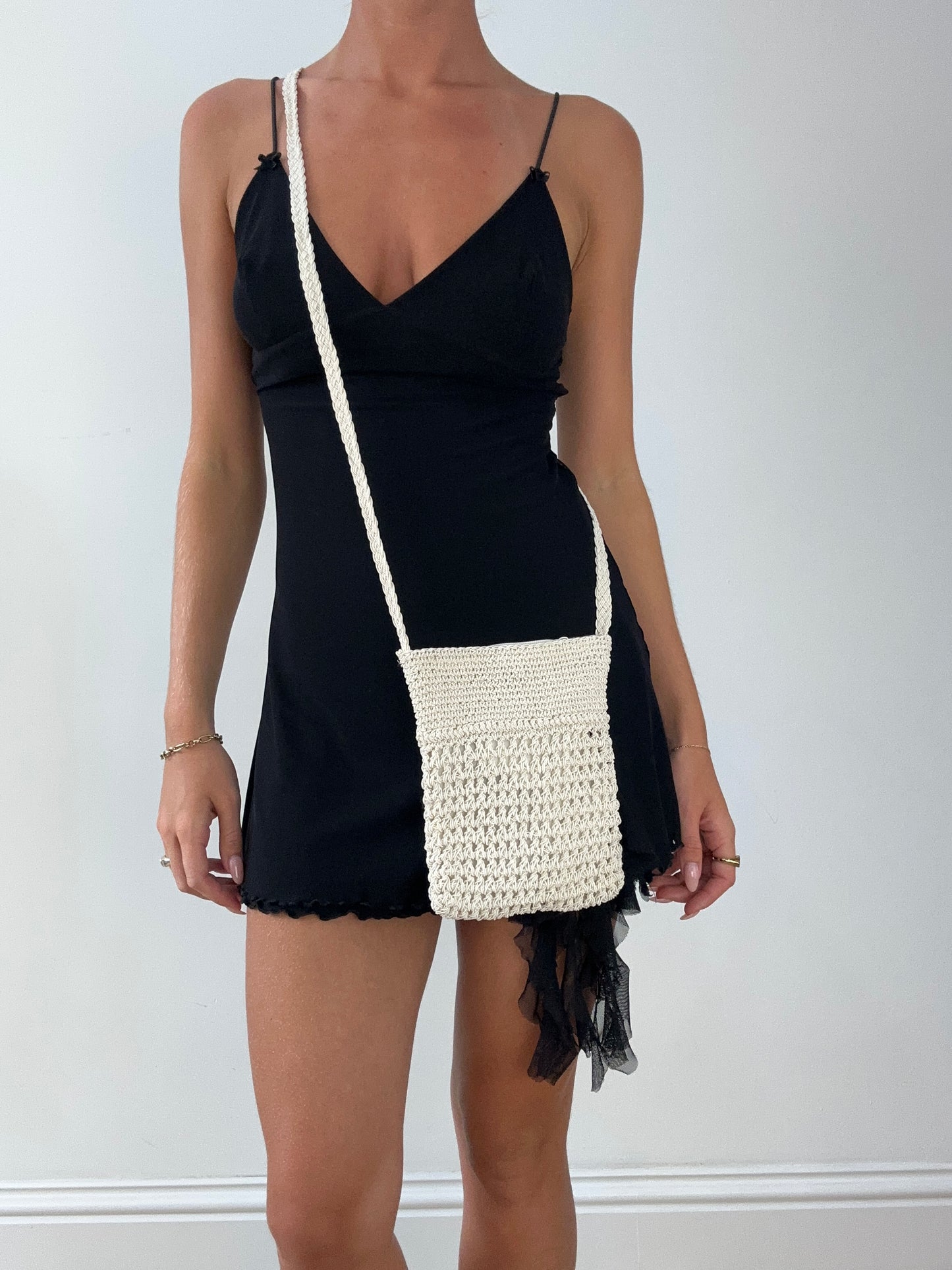 SIRENCORE | white crochet crossbody bag