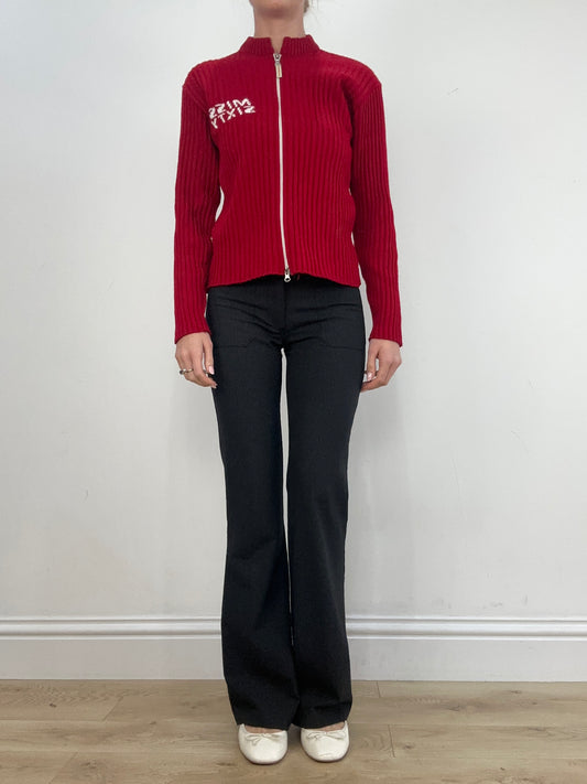 vintage edit six | medium red miss sixty dual zip jumper