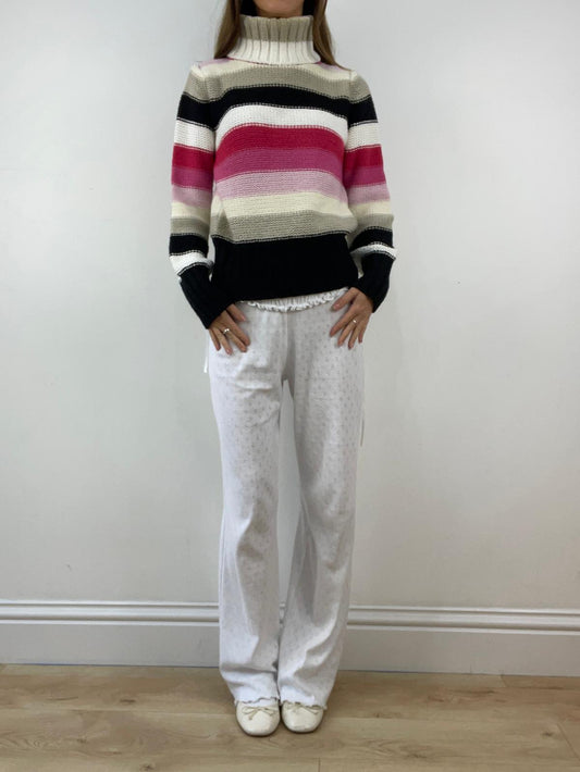 GILMORE GIRLS | extra small white pink and black knitted jumper