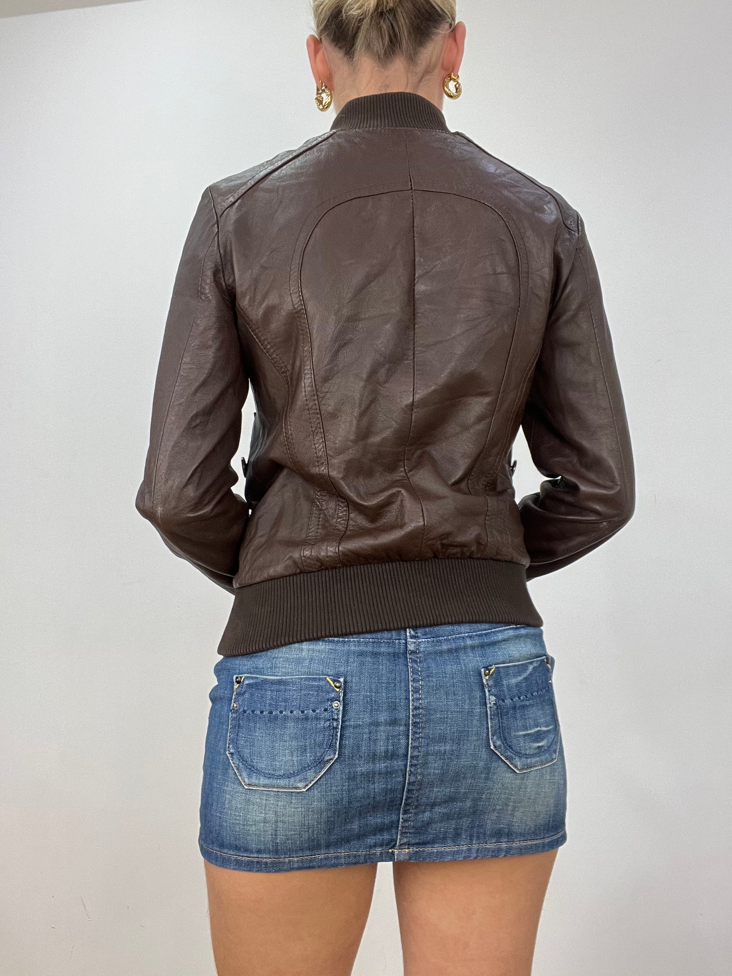 vintage edit two | small brown faux leather jacket