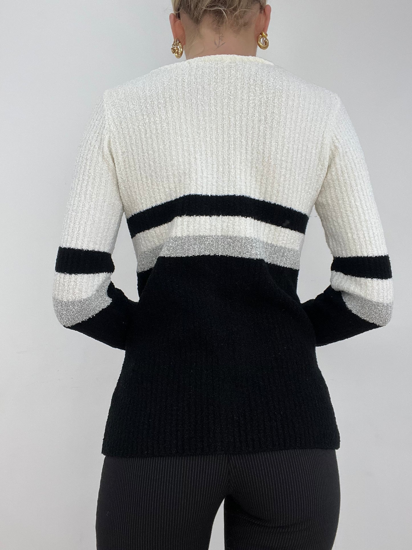 WINTER ESSENTIALS | medium black and white stripy cardigan