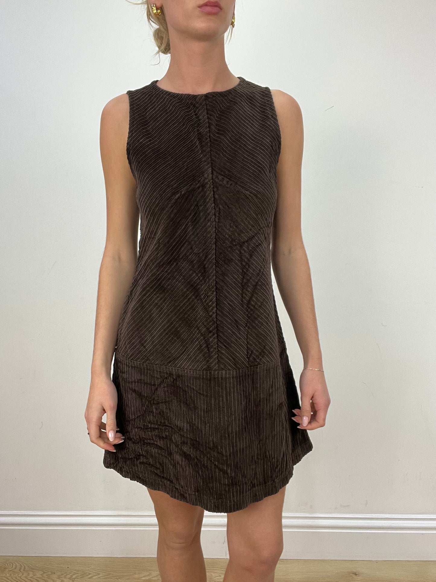 vintage edit eight | small brown corduroy miss sixty dress