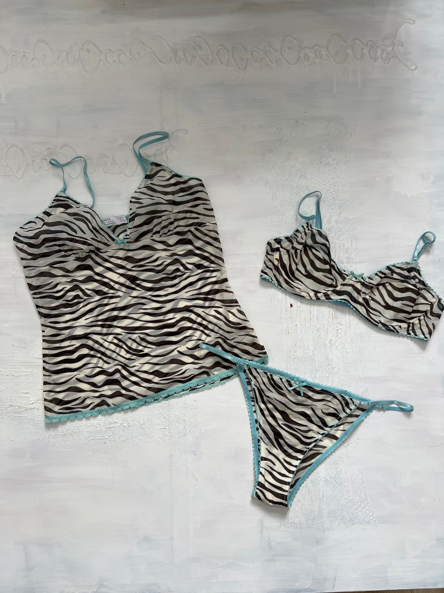 DINNER PARTY | large semi sheer zebra print lingerie set