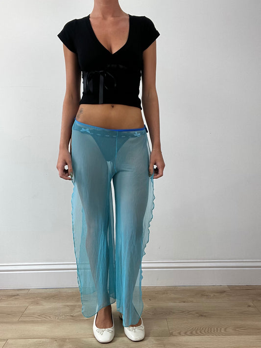 GIRLBAND DROP | small sheer blue flowy trousers