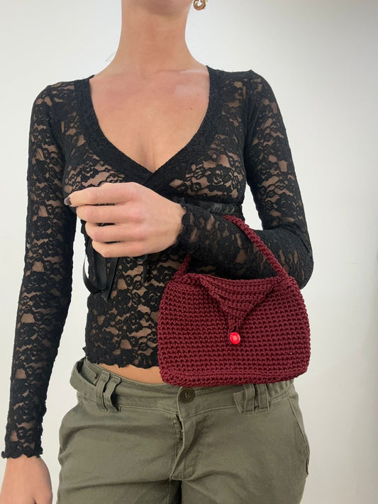 BONFIRE NIGHT | burgundy crochet bag