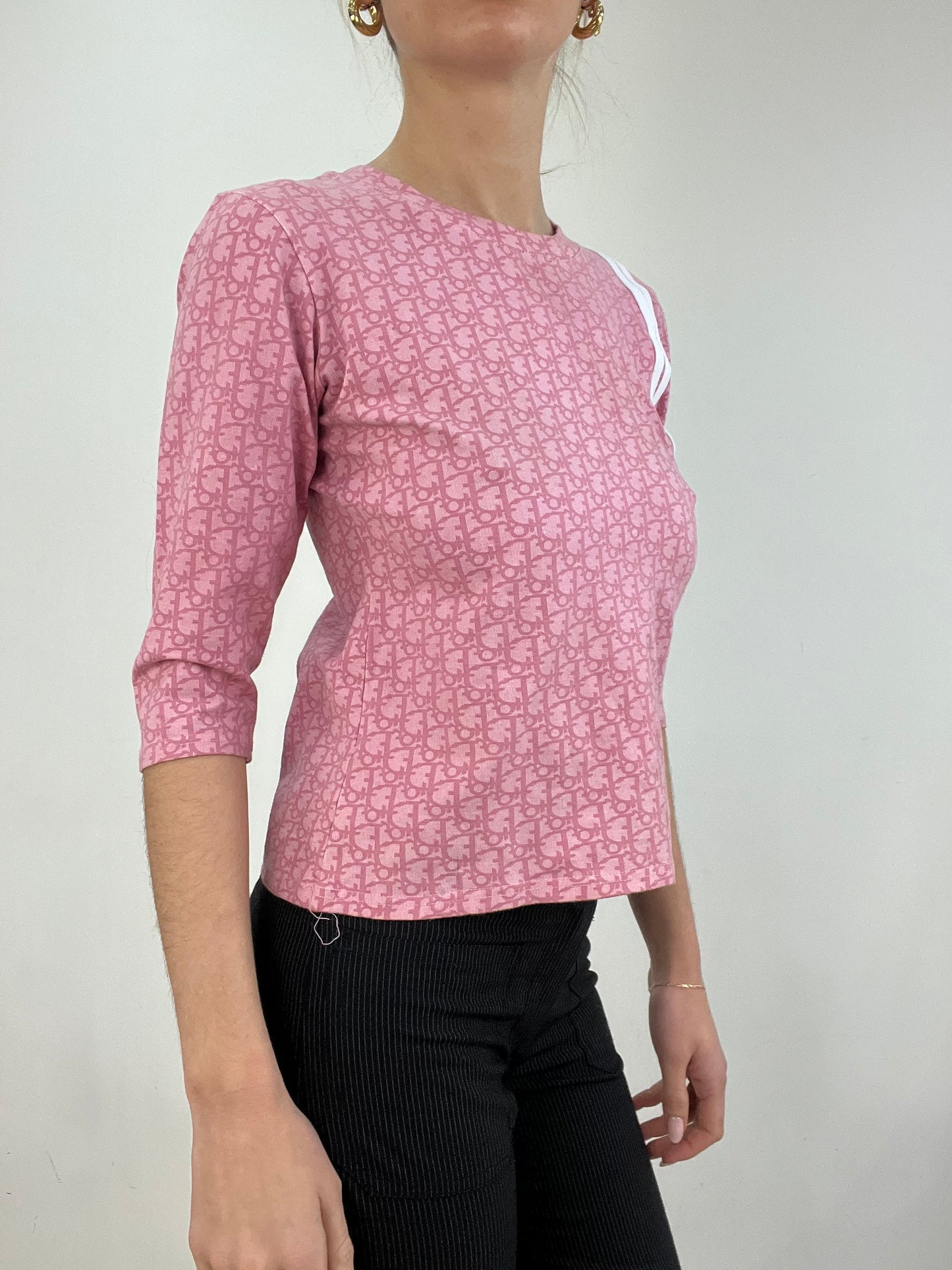 vintage edit six | medium pink christian dior monogram print top