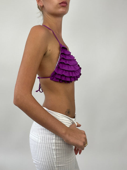 PALM BEACH DROP | small purple ruffle bikini top