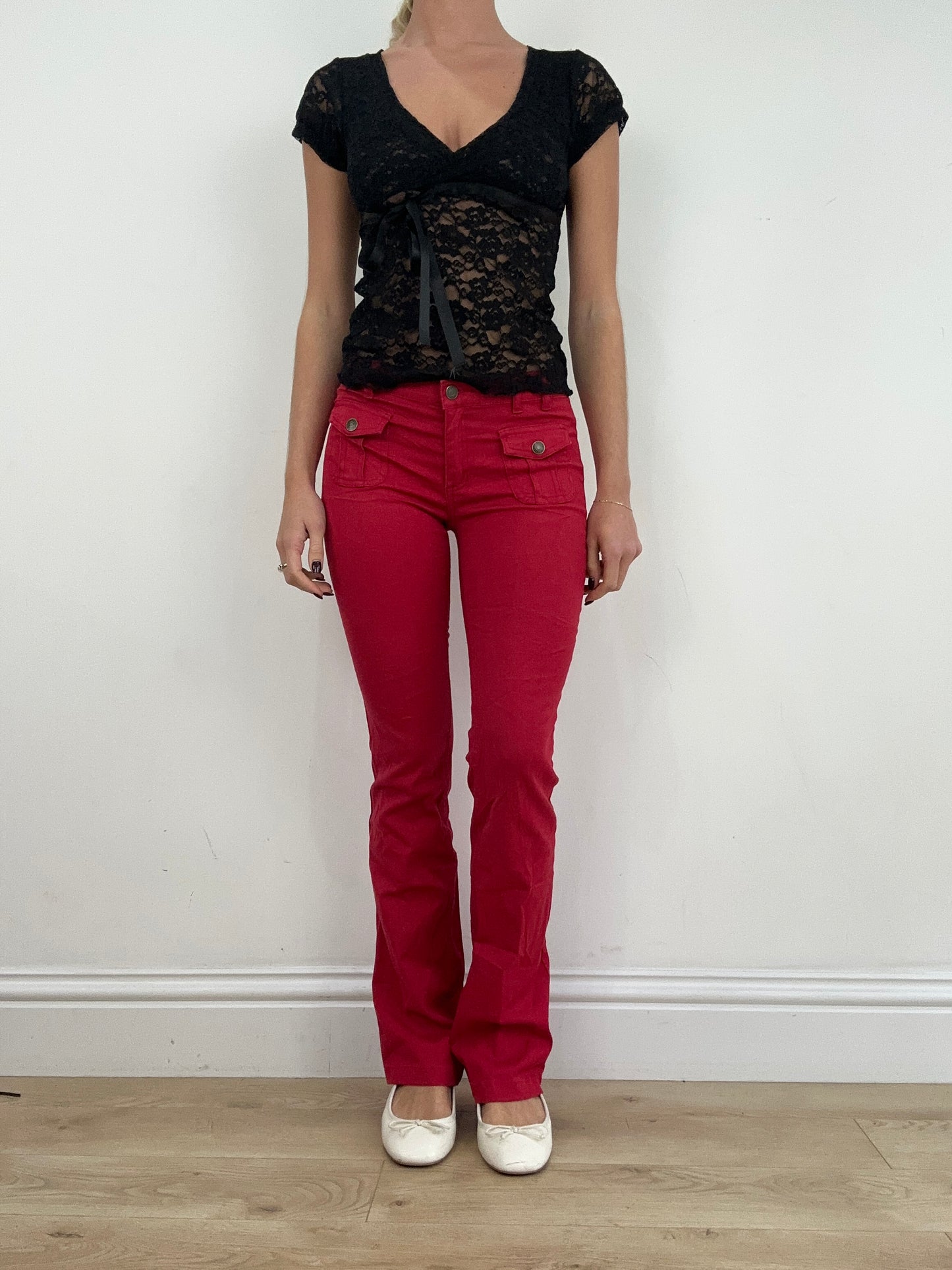 WINTER ESSENTIALS | extra small red flared trousers