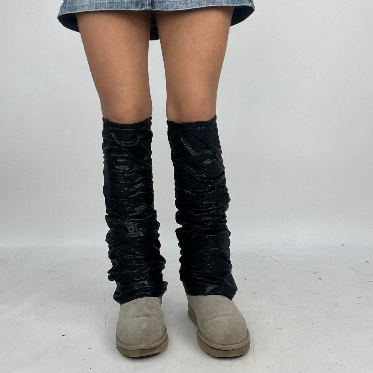 ‼️💻 FREE SHIPPING | black shiny leg warmers