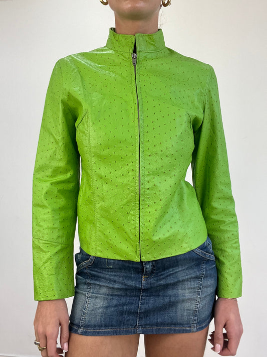 vintage edit three | small green faux leather jacket