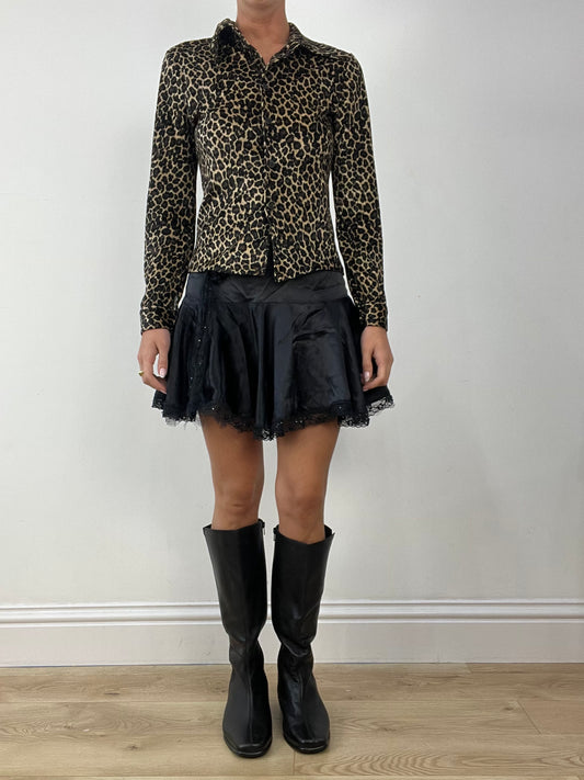 HALLOWEEN | medium brown leopard print long sleeved shirt