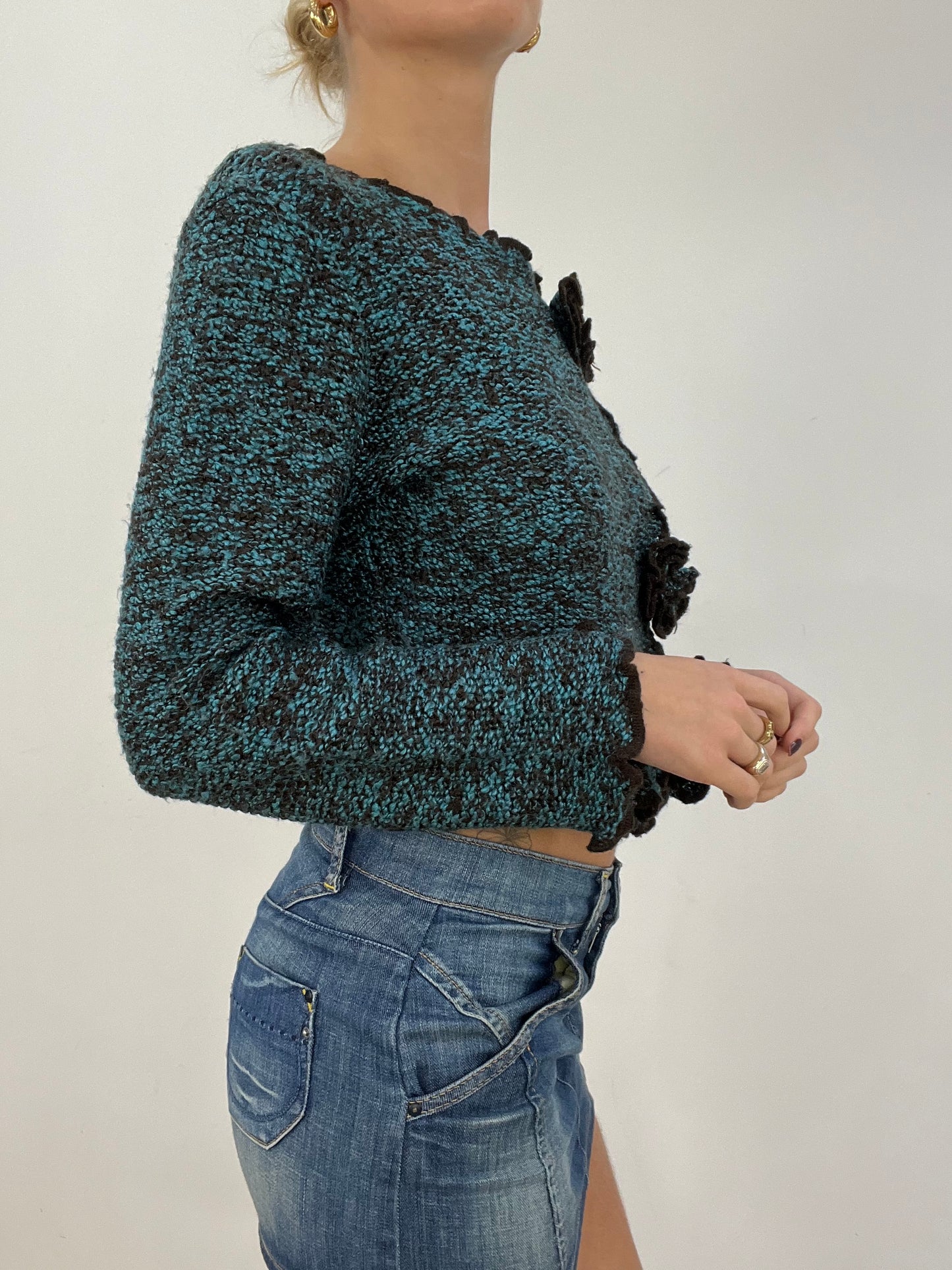 vintage edit two | small blue and brown knitted jumper