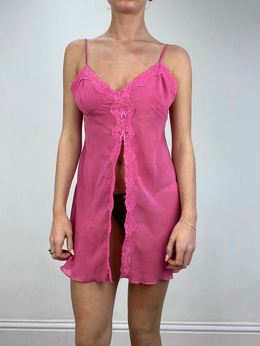 vintage edit: date night | small pink front tie lace dress