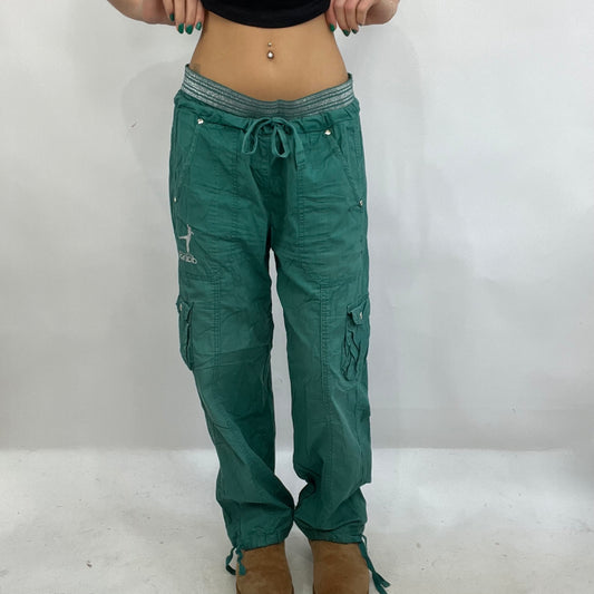 CARRIE BRADSHAW DROP | small turquoise cargo trousers with silver waist band