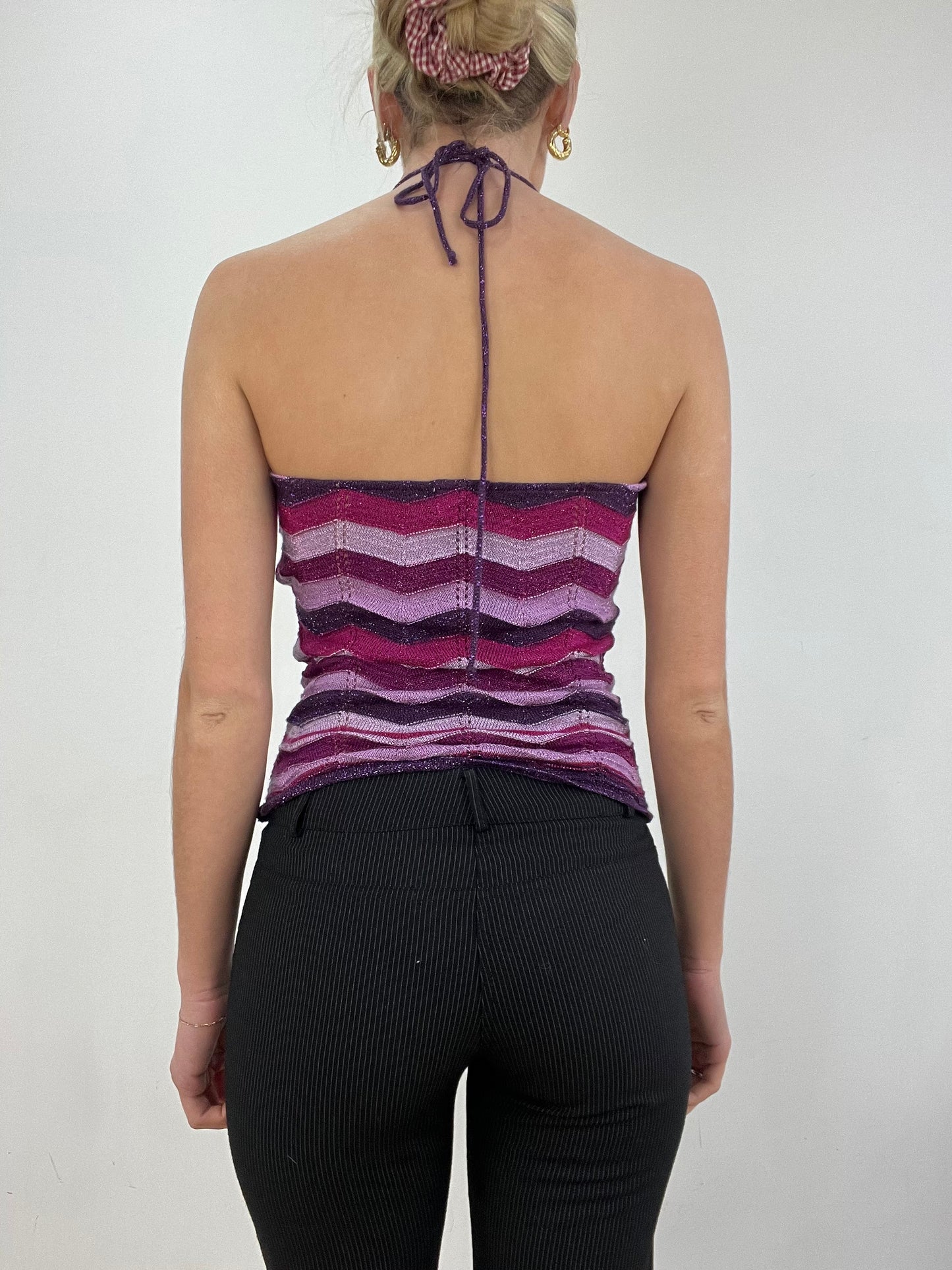 vintage edit six | small two tone purple striped top