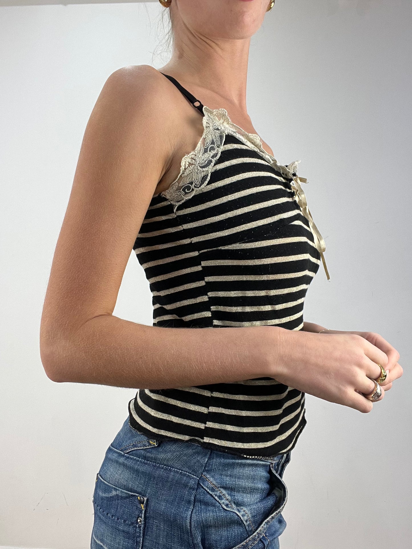 vintage edit nine: part two | small black and white striped cami