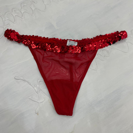 GALENTINES DAY DROP | large red mesh intimissimi thong with sequins