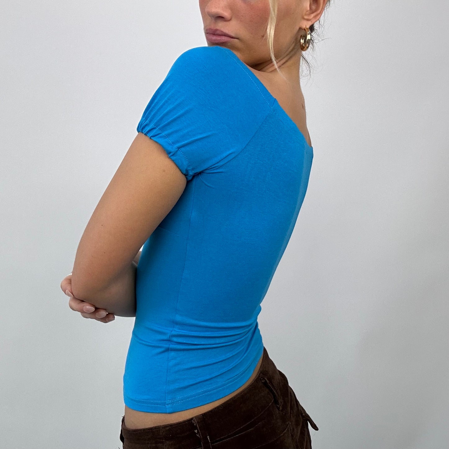 #34 SAMPLE SALE | small blue milkmaid top