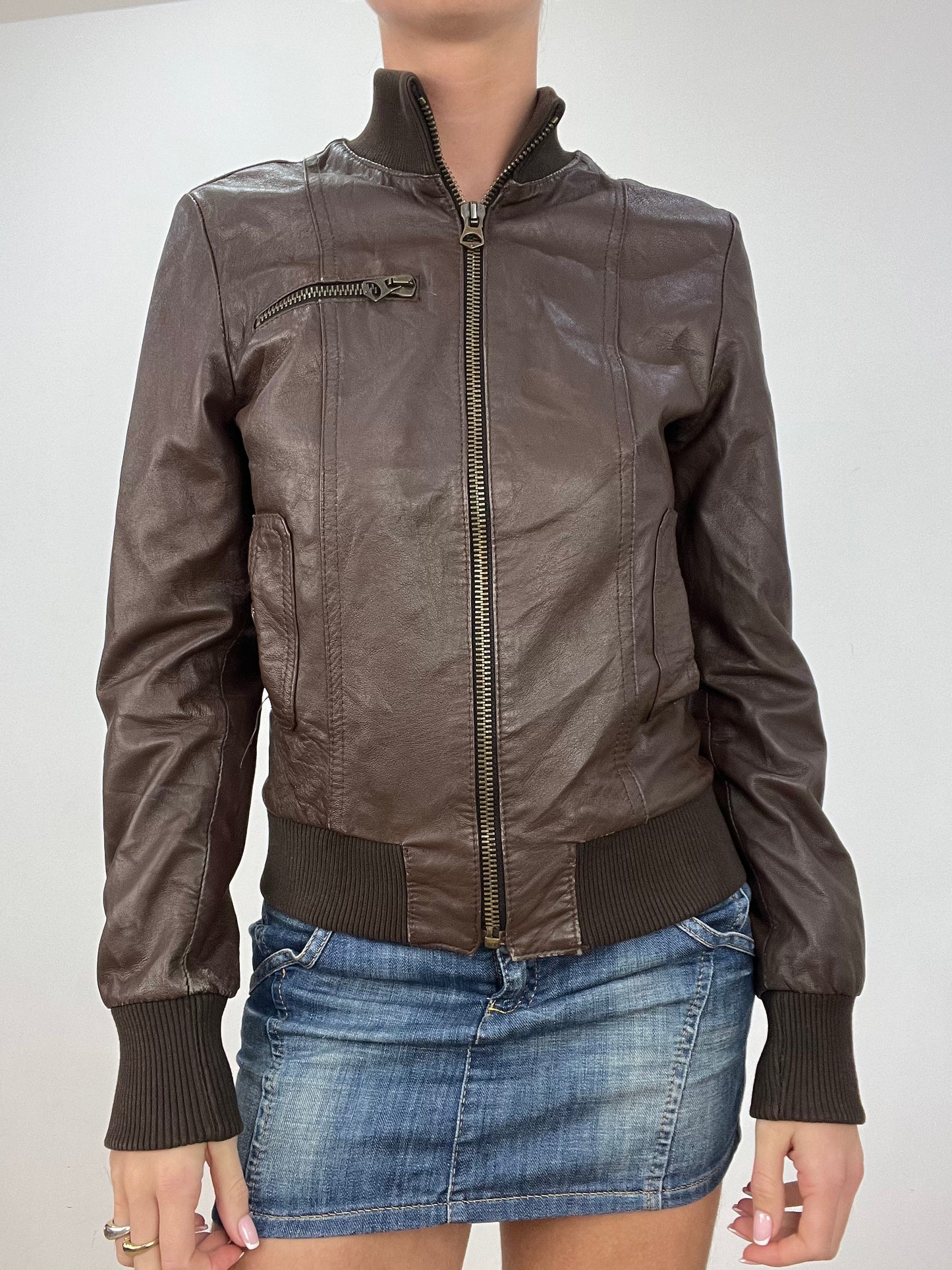 vintage edit two | small brown faux leather jacket