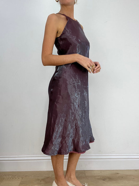 vintage edit five | small purple iridescent maxi dress