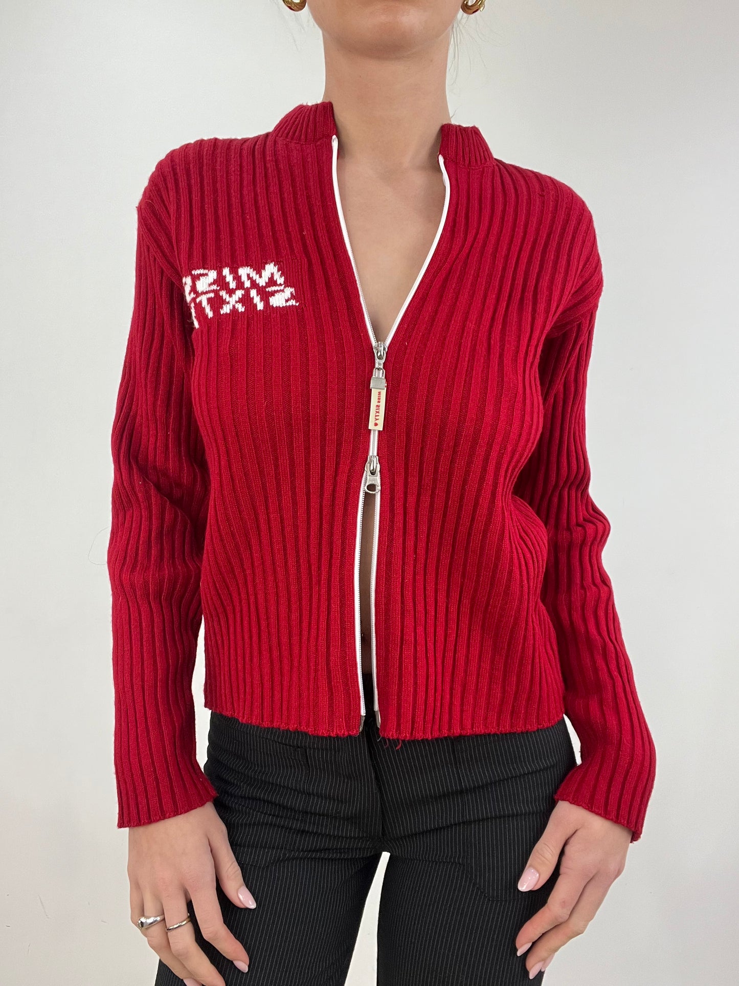 vintage edit six | medium red miss sixty dual zip jumper