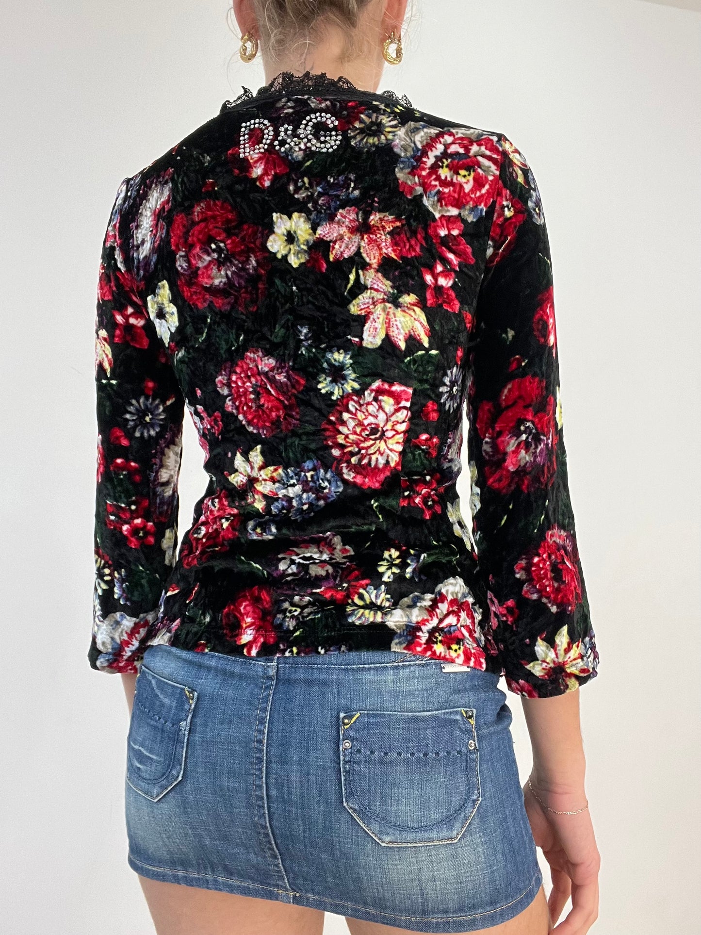 BEST PICKS | small black velour dolce and gabbana floral top