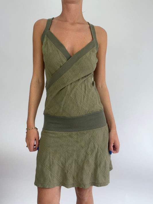 BEST PICKS | small green patterned mini dress with elasticated waistband