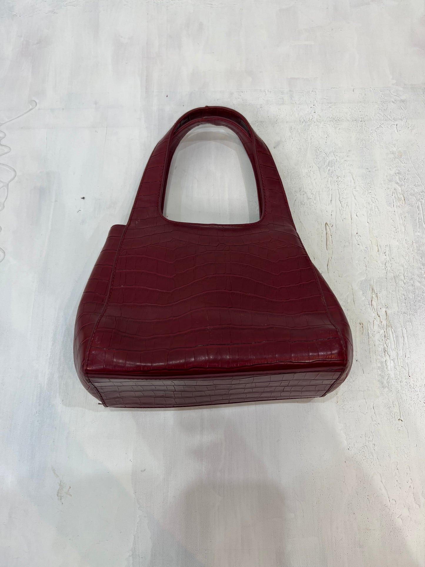 vintage edit nine | burgundy faux leather snakeskin print handbag