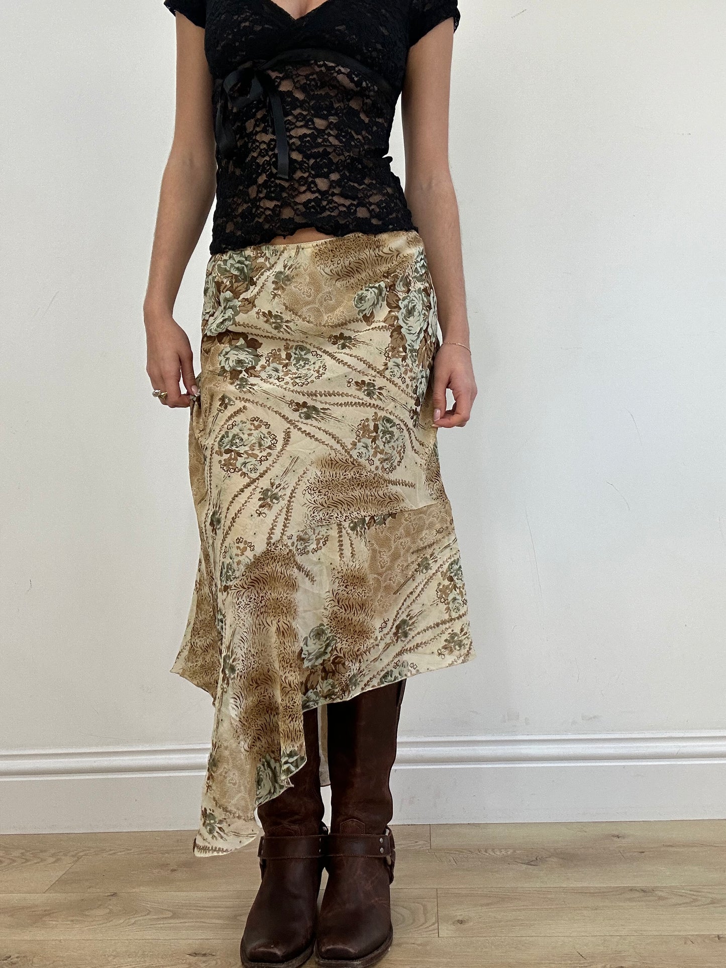 vintage edit four | medium brown paisley print maxi skirt