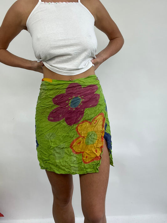 COACHELLA DROP | small green floral wrap skirt