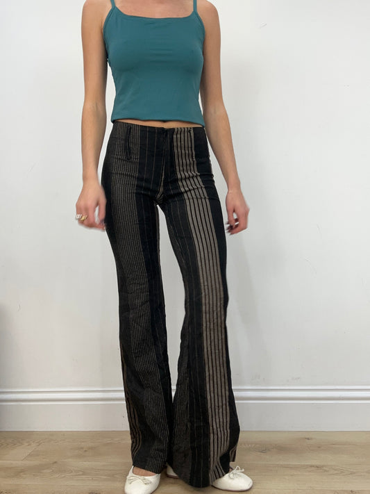 vintage edit two | small black and grey striped flared trousers