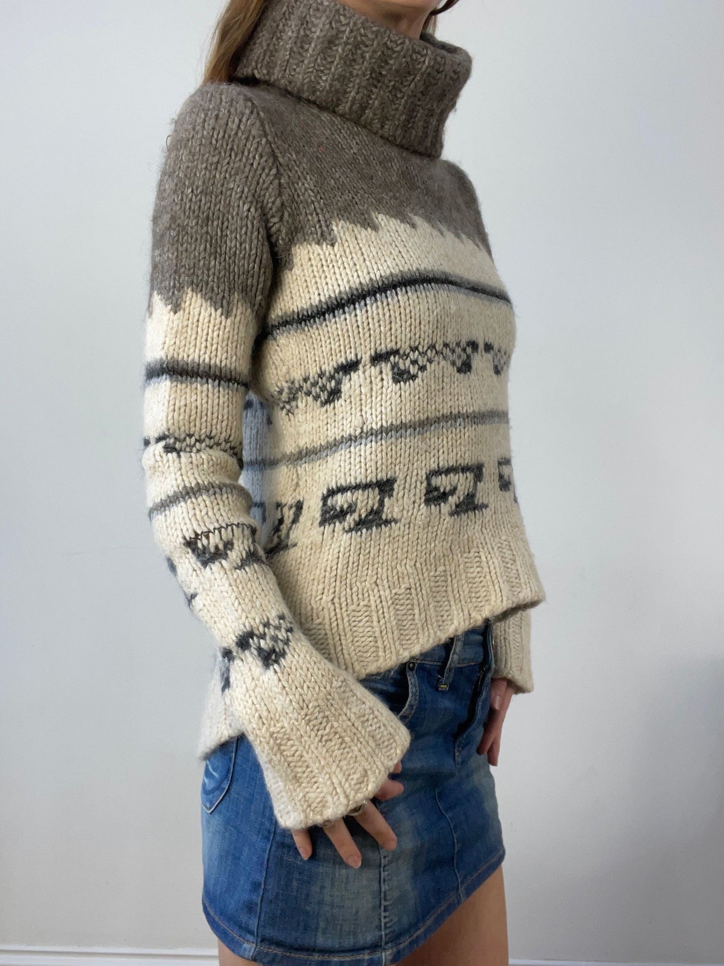 vintage edit thirteen | extra small grey and white knitted jumper