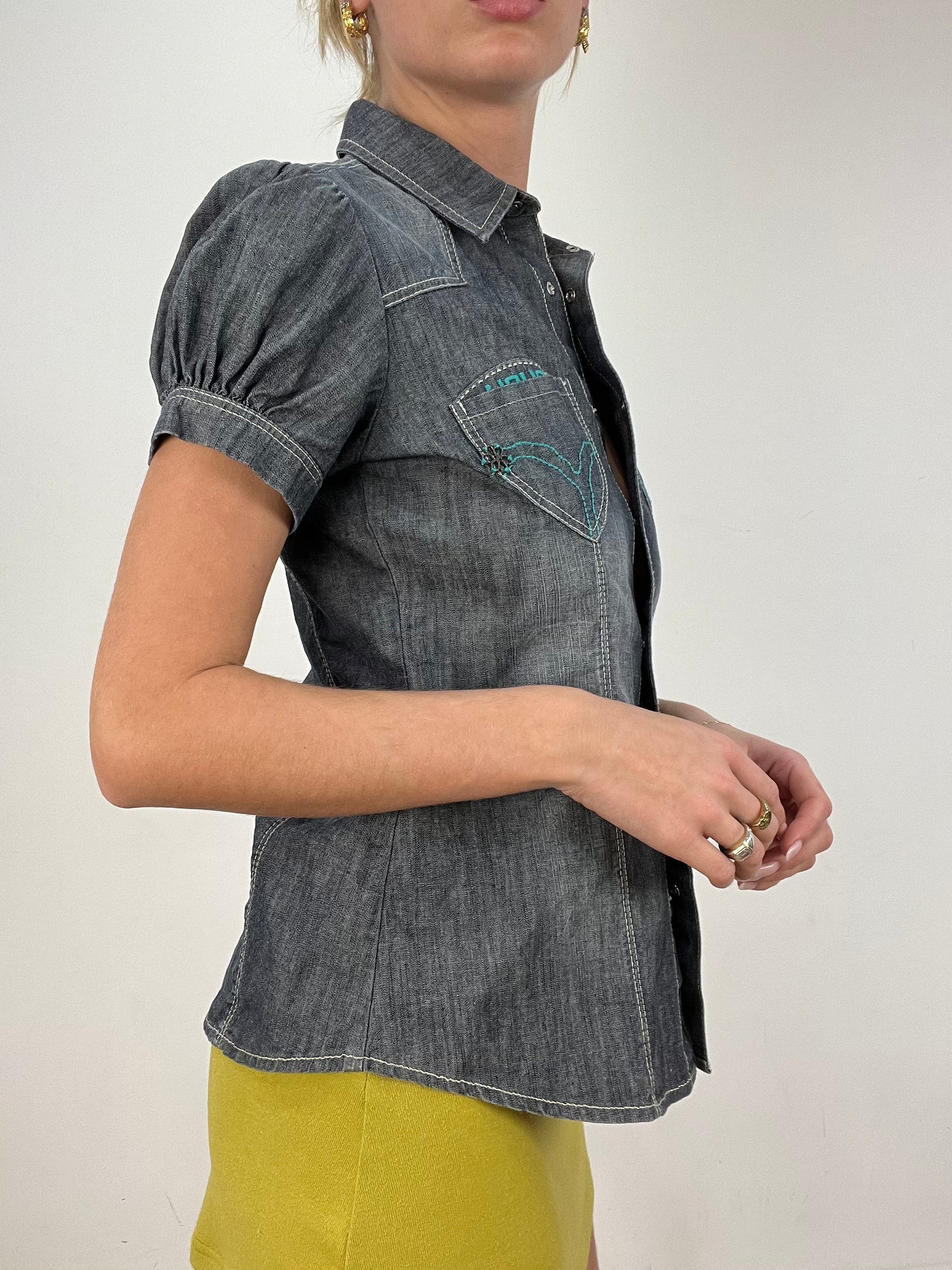 vintage edit eight | small grey denim button down shirt