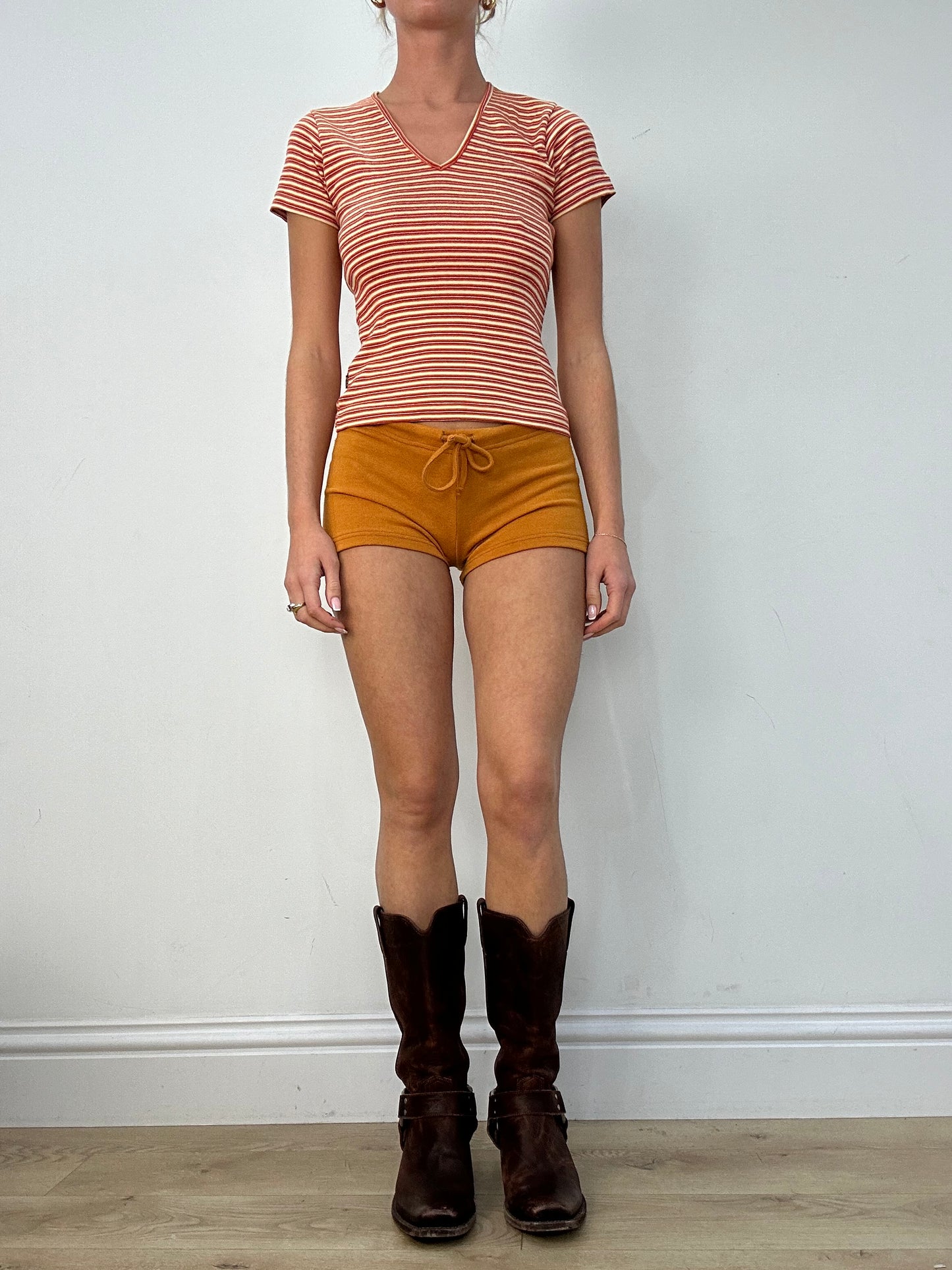 BEST PICKS | medium orange and pink striped v neck top