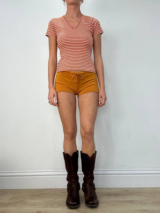 BEST PICKS | medium orange and pink striped v neck top