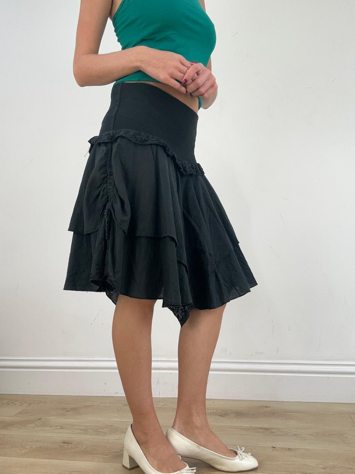 st patrick’s day | medium black asymmetric midi skirt