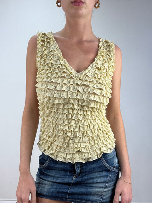 vintage edit nine: part two | medium cream ruffle tank top