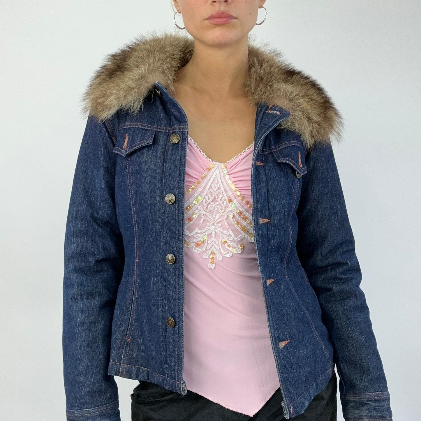 BEST PICKS | small morgan de toi denim jacket with faux fur trim