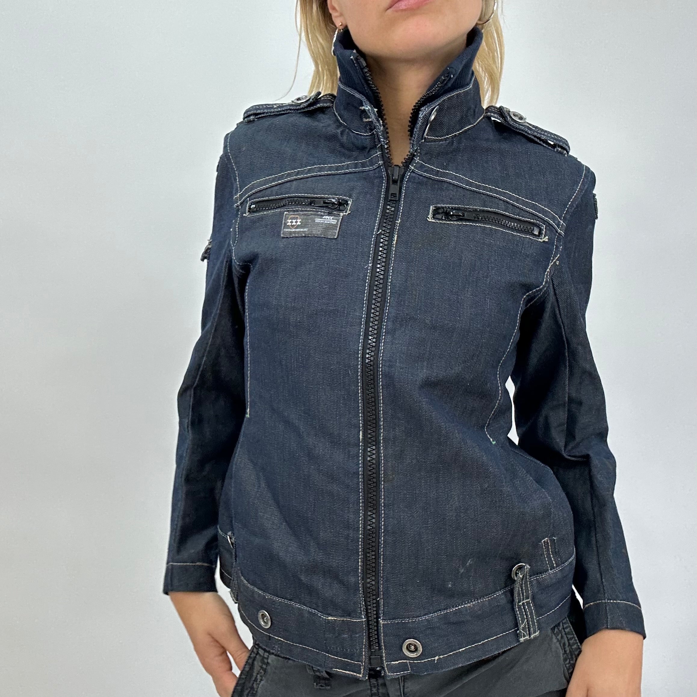 Miss Selfridge crop denim biker jacket in black acid wash | ASOS